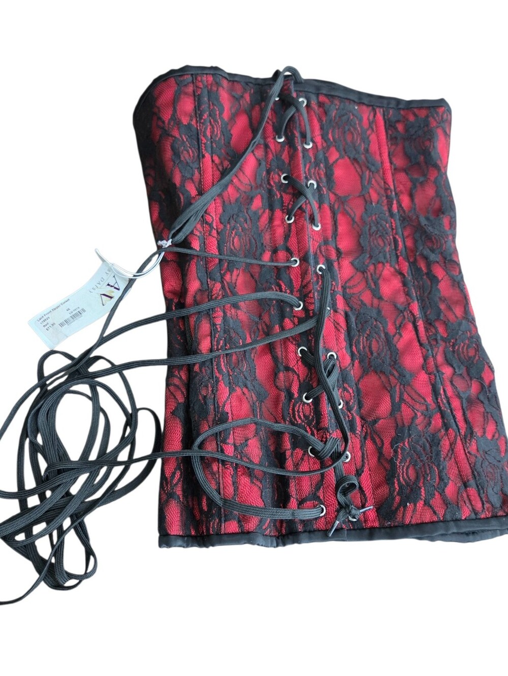 Lavish by Daisy Corsets NWT Red & Black Lace Front Zipper Corset sz 4XL